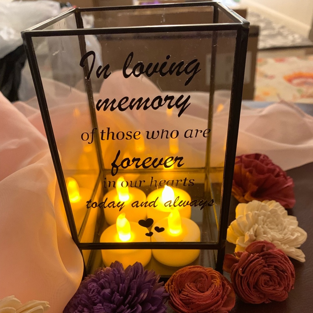 Glass & Metal Memorial Candle Holder - Wedding Decor